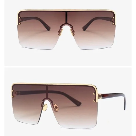 Men Streetwear Shield Flat Top Fashion Shades Designer Sunglasses Rapper Bold - Picture 4 of 12